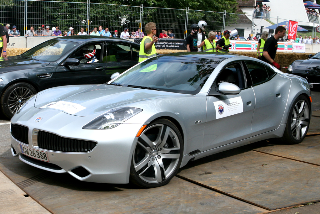 Casper Elgaard kørte i Fisker Karma, som er en el og benzin drevet sportsvogn.
(Foto: Motorsporten.dk)